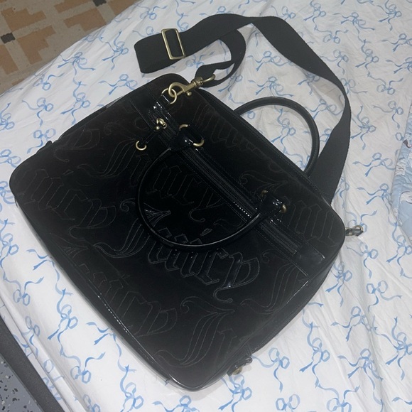 Juicy couture bag crossbody black patent leather velour - Picture 1 of 9